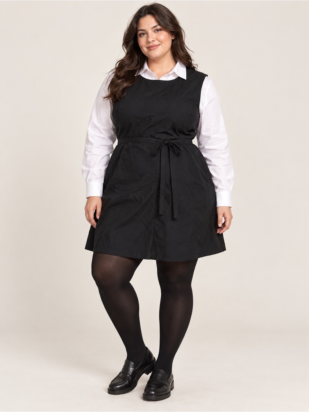 Princess Polly Black Tie-Waist Organic Cotton Mini Dress Size 20 Minamalist Goth